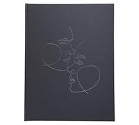 Exacompta - Réf. 47688E -1 Livre d'or classique Art - Format vertical 27x22 cm - En simili-cuir marquage brillant - Tranche argent - 100 pages blanches unies - Coloris : noir mat