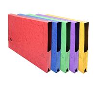 Exacompta - Réf. 4780Z - Carton de 25 chemises poche en carte lustrée 225g/m² - Soufflet de 32 mm - Dimensions extérieures : 45,5x32,5cm - Pour documents à classer au format A3 - 5 couleurs assorties