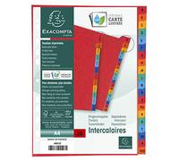 Exacompta - Réf. 4803Z - Intercalaires en véritable carte lustrée souple 225g/m2 FSC® avec 20 onglets imprimés alphabétiques de A à Z - Format à classer A4 - Couleurs assorties