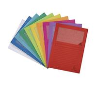 Exacompta Chemises à fenêtre Réf.50100E – Paquet de 100 22×31 cm A4, 120 g/m², 10 couleurs assorties