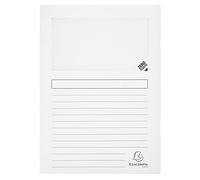 Exacompta - Réf. 50151E - Paquet de 100 chemises à fenêtre sans plastique SUPER 160 g/m² - couleurs pastel - chemises certifiées PEFC™ - dimensions 22 x 31 cm pour documents format A4 - couleur blanc