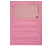 Exacompta - Réf. 50156E - Paquet de 100 chemises à fenêtre sans plastique SUPER 160 g/m² - couleurs pastel - chemises certifiées PEFC™ - dimensions 22 x 31 cm pour documents format A4 - couleur rose