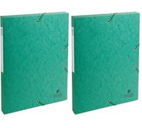 Exacompta - Réf. 50303E - 1 boite de classement avec élastiques Exabox - en carte lustrée 600g/m2 - Dos 2,5 cm - dimensions 25 x 33 cm - pour documents A4 - couleur vert - livrée montée (Lot de 2)