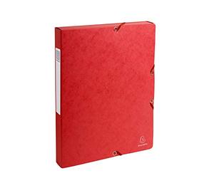 Exacompta - Réf. 50305E - 8 boites de classement avec élastiques Exabox - en carte lustrée 600g/m2 - Dos 2,5 cm - dimensions 25 x 33 cm - pour documents A4 - couleur rouge - livrées montées