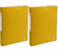 Exacompta - Réf. 50309E - 1 boite de classement avec élastiques Exabox - en carte lustrée 600g/m2 - Dos 2,5 cm - dimensions 25 x 33 cm - pour documents A4 - couleur jaune - livrée montée (Lot de 2)