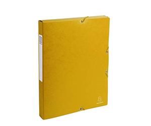 Exacompta - Réf. 50309E - 8 boites de classement avec élastiques Exabox - en carte lustrée 600g/m2 - Dos 2,5 cm - dimensions 25 x 33 cm - pour documents A4 - couleur jaune - livrées montées