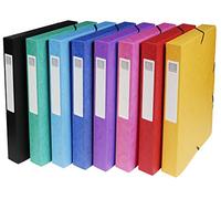 Exacompta - Réf. 50400E - 8 boites de classement avec élastiques Exabox - en carte lustrée 600g/m2 - Dos 4 cm - dimensions 25 x 33 cm - pour documents A4 - 8 couleurs assorties - livrées montées