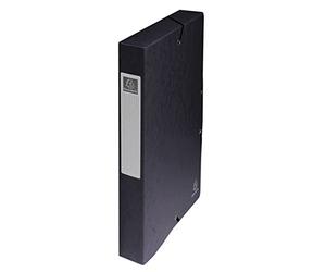 Exacompta - Réf. 50401E - 8 boites de classement avec élastiques Exabox - en carte lustrée 600g/m2 - Dos 4 cm - dimensions 25 x 33 cm - pour documents A4 - couleur noir - livrées montées