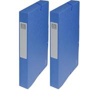 Exacompta - Réf. 50402E - 1 boite de classement avec élastiques Exabox - en carte lustrée 600g/m2 - Dos 4 cm - dimensions 25 x 33 cm - pour documents A4 - couleur bleu - livrée montée (Lot de 2)