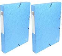Exacompta - Réf. 50406E - 1 boite de classement avec élastiques Exabox - en carte lustrée 600g/m2 - Dos 4 cm - dimensions 25 x 33 cm - pour documents A4 - couleur turquoise - livrée montée (Lot de 2)