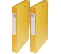 Exacompta - Réf. 50409E - 1 boite de classement avec élastiques Exabox - en carte lustrée 600g/m2 - Dos 4 cm - dimensions 25 x 33 cm - pour documents A4 - couleur jaune - livrée montée (Lot de 2)