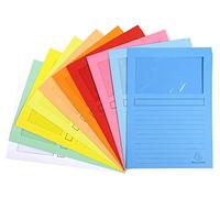 Exacompta - Réf. 50450E - Carton de 10 paquets de 10 chemises à fenêtre sans plastique SUPER 160 g/m² - couleurs pastel - chemises certifiées PEFC™ - dim 22 x 31 cm pour A4 - couleurs assorties