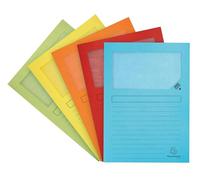 Exacompta - Réf. 50550E - Carton de 8 paquets de 50 chemises à fenêtre sans plastique avec soufflet Super 160 g/m² - couleurs pastel - chemises certifiées PEFC™ - dim 22 x 31 cm - couleurs assorties
