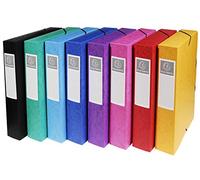 Exacompta - Réf. 50600E - 8 boites de classement avec élastiques Exabox - en carte lustrée 600g/m2 - Dos 6 cm - dimensions 25 x 33 cm - pour documents A4-8 couleurs assorties - livrées montées