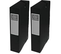 Exacompta - Réf. 50601E - 1 boite de classement avec élastiques Exabox - en carte lustrée 600g/m2 - Dos 6 cm - dimensions 25 x 33 cm - pour documents A4 - couleur noir - livrée montée (Lot de 2)