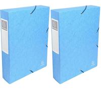 Exacompta - Réf. 50606E - 1 boite de classement avec élastiques Exabox - en carte lustrée 600g/m2 - Dos 6 cm - dimensions 25 x 33 cm - pour documents A4 - couleur turquoise - livrée montée (Lot de 2)