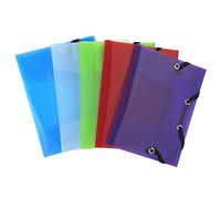 Exacompta - Réf. 50700E - Carton de 25 chemises à élastiques Crystal pour format pocket - pochette 3 rabats - en polypropylène haute transparence - dimensions 12 x 16 cm pour A6 - couleurs assorties
