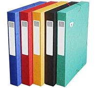 Exacompta - Réf. 50810E - 10 boites de classement avec élastiques Scotten - en carte lustrée gaufrée 600g/m2 - dos 4 cm - dimensions 25 x 33 cm - pour A4 - 5 couleurs assorties - livrées montées