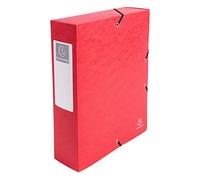 Exacompta - Réf. 50835E - 6 boites de classement avec élastiques Exabox - en carte lustrée 600g/m2 - Dos 8 cm - dimensions 25 x 33 cm - pour documents A4 - couleur rouge - livrées montées