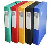 Exacompta - Réf. 50910E - 10 boites de classement avec élastiques Scotten - en carte lustrée gaufrée 600g/m2 - dos 6 cm - dimensions 25 x 33 cm - pour A4 - 5 couleurs assorties - livrées montées