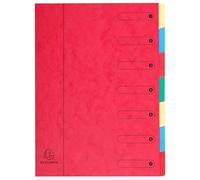 Exacompta - Réf. 5107E - Carton de 8 trieurs HARMONIKA - sans élastiques et fenêtres imprimées - couverture en carte lustrée - dos extensible - 7 compartiments - pour A4 - dim 24,5 x 32cm - rouge