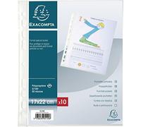 Exacompta Pochettes perforées transparentes A5 17x22 cm polypropylène 5/100e grainées cristal - Lot de 10
