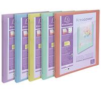 Exacompta - Réf. 51279E - 1 Lot de 5 Classeurs Souples Kreacover Pastel en Polypropylène Translucide - 4 Anneaux Ronds Diam 15 mm - Format Extérieur 32 x 25 cm