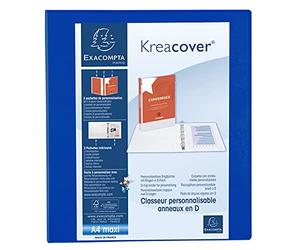 Exacompta - réf. 51823BE - 1 Classeur opaque rigide personnalisable 3 poches - 2 anneaux en D de 40 mm - Dos 64 mm - Dimensions extérieures : 32 x 28,5 cm - Format à classer A4 Maxi - Coloris : bleu