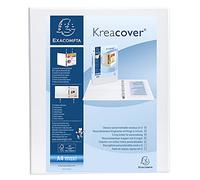 Exacompta - réf. 51942E - 1 Classeur opaque rigide personnalisable 2 poches - 4 anneaux en D de 30 mm - Dos 47 mm - Dimensions extérieures : 32 x 27,7 cm - Format à classer A4 Maxi - Coloris : blanc
