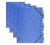 Exacompta - Réf. 5212E - 1 trieur HARMONIKA - avec élastiques et fenêtres imprimées - couverture en carte lustrée - dos extensible - 12 compartiments - pour A4 - dim 24,5 x 32cm - couleurs aléatoires