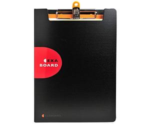 Exacompta - Ref. 52134E - Porte Bloc Exactive à pince avec rabat et élastique - porte stylo - pochette A4 sur le rabat - livré avec un bloc notes - Dimensions 23,5 x 33,5 cm - Pour A4 - Noir