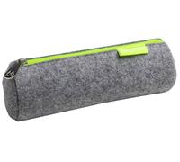 Exacompta - Réf. 52150E - Carton de 6 trousses rondes NEON en feutrine PET recyclé - douce et agréable au toucher - avec fermeture zip jaune fluo - peut contenir un double décimétre - gris