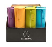 Exacompta - Réf. 52390E - Carton de 14 trousses rondes Pop'NCo - en silicone - résisatntes et lavables - matière agréable au toucher - dim 23 x 8 cm - 4 couleurs : cyan, lilas, lime mangue