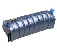 Exacompta - Réf. 52420E - Carton de 6 trousses rondes DOUDOUNE - en polyester gonflant - fond plat - effet doudoune - dim 22 x 8,5 x 7 cm - couleurs métallisées bleu, kaki, rose