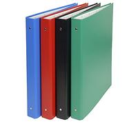 Exacompta - réf. 52432E - Carton de 10 classeurs rigides en PVC - 4 anneaux ronds diamètre 30mm - Dos 40mm - Dimensions extérieures : 34,3 x 28 cm - Format à classer 32x24 cm - 4 coloris assorties