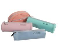 Exacompta - Réf. 52560E - Carton de 18 trousses AQUAREL - 6 rondes - 6 carrées - 6 ovales - en polyuréthane gomme toucher soft-touch - doublées en polyester - couleurs bleu corail, rose et vert