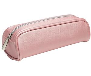 Exacompta - Réf. 52680E - 1 trousse trapèze PERLE en simili cuir effet métallisé - lavable avec un chiffon humide - doublée de polyester - couleurs aléatoires : bleu ou rose