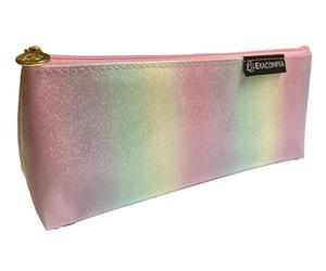 Exacompta - Réf. 52690E - 1 Trousse triangle Candy en tissu pailleté enduit et couleurs pastel en dégradé - dimensions 22,5 x 5,5 x 10 cm - Multicolore