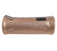 Exacompta - Réf. 52770E - 1 Trousse ronde Glitter en PU simili cuir paillettes - doublée de polyester - dimensions 22,5 x 8 cm - couleurs aléatoires bleu, gris, noir ou nude