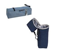 Exacompta - Réf. 52790E - 1 trousse pot à crayons Bee Blue en polyester motif nid d'abeilles - transformable en pot à crayons avec pince clip - couleurs aléatoires, bleu clair ou bleu marine