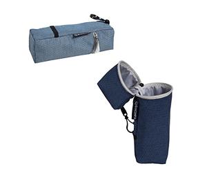 Exacompta - Réf. 52790E - 1 trousse pot à crayons Bee Blue en polyester motif nid d'abeilles - transformable en pot à crayons avec pince clip - couleurs aléatoires, bleu clair ou bleu marine