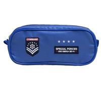Exacompta - Réf. 52880E - 1 Trousse rectangle Airborne en polyester avec écussons brodés - impressions sur le thème de l'aviation - 2 compartiments - 3 couleurs aléatoires bleu, noir ou vert foncé
