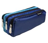 Exacompta - Réf. 52950E - 1 Trousse rectangle 3C en polyester résistant - 3 compartiments et couleurs ton sur ton - dimensions 22 x 8,5 x 9 cm - 3 couleurs aléatoires bleu, rouge ou vert