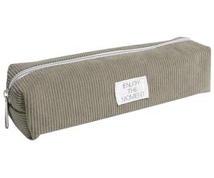 Exacompta - Réf. 52960E - 1 trousse carrée VELVET en velours cotelé pastel avec une étiquette imprimée - couleurs aléatoires : bleu, rose clair, vert sauge, ou vieux rose