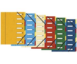 Exacompta - Réf. 5307E - 1 trieur HARMONIKA - avec élastiques et fenêtres découpées - couverture en carte lustrée - dos extensible - 7 compartiments - pour A4 - dim 24,5 x 32 cm - couleurs aléatoires