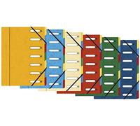 Exacompta - Réf. 5307E - Carton de 8 trieurs HARMONIKA - avec élastiques et fenêtres découpées - couverture en carte lustrée - dos extensible - 7 compartiments - pour A4 - dim 24,5 x 32 cm -assorties
