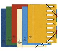 Exacompta - Réf. 5309E - Carton de 6 trieurs HARMONIKA - avec élastiques et fenêtres découpées - couverture en carte lustrée - dos extensible - 9 compartiments - pour A4 - dim 24,5 x 32 cm - assorties