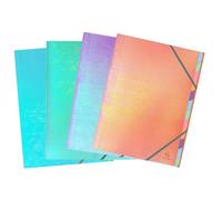 Exacompta - Réf. 53230E - Carton de 8 trieurs agrafés Candy Tidy - avec élastiques - intérieur en carte et couverture en PP - 6 compartiments - 24x32 cm - A4-4 couleurs azur, menthe, parme et pêche