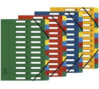 Exacompta - Réf. 5324E - 1 trieur HARMONIKA - avec élastiques et fenêtres découpées - couverture en carte lustrée - dos extensible - 24 compartiments - pour A4 - dim 24,5 x 32cm - couleurs aléatoires