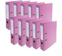 Exacompta – Carton de 10 classeurs à levier Prem'Touch A4 PVC, dos 70 mm, mécanique 75 mm – Rose